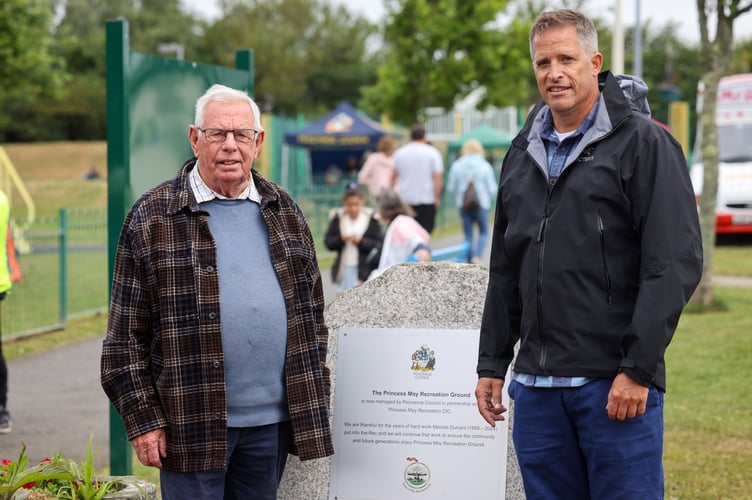 Ken Prowse and Penzance Council Town Clerk James Hardy. The Melville Durrant Memorial and Community Day held at Princess May Recreation Ground on Sunday 6 July. Photo by Penzance Council