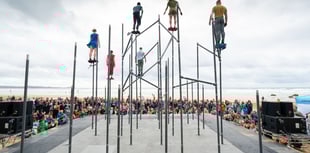 Gravity-defying dance-circus wows beachgoers