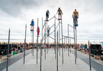 Gravity-defying dance-circus wows beachgoers