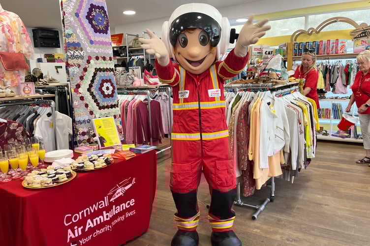 Cornwall Air Ambulance mascot Aircrew Andy in the new Truro store