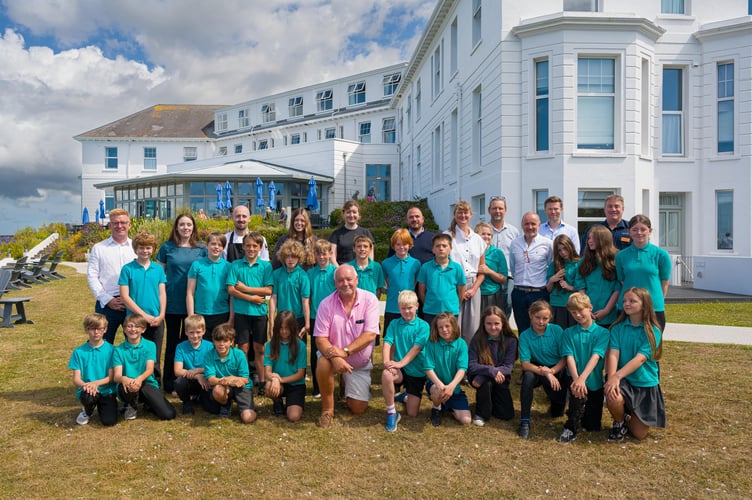 Year 6 Mullion Primary School children with the Hotel Polurrian team at the Meet the Professionals event.