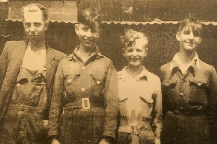 Arthur Northey, third from left, at work as a youngster in 1947.