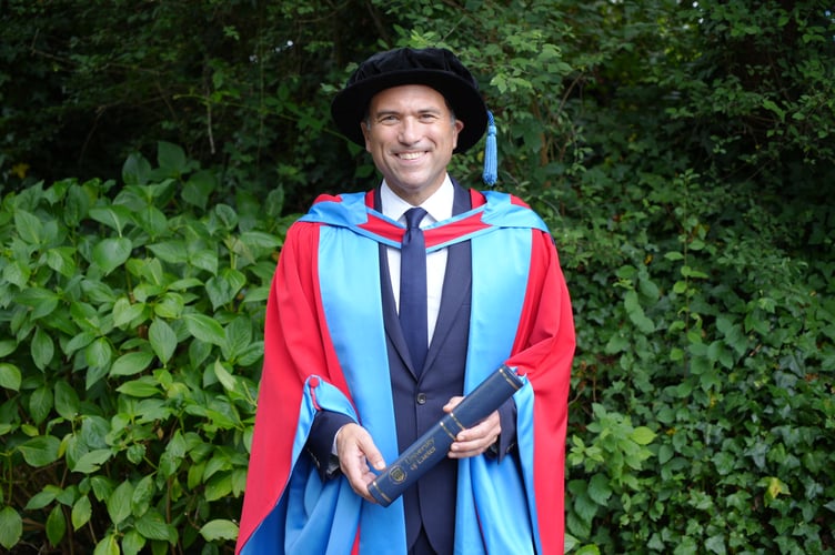 Ros Atkins received an honorary degree from the University Of Exeter