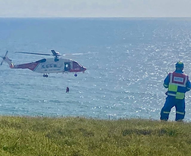 Casualty airlifted from remote beach after fall