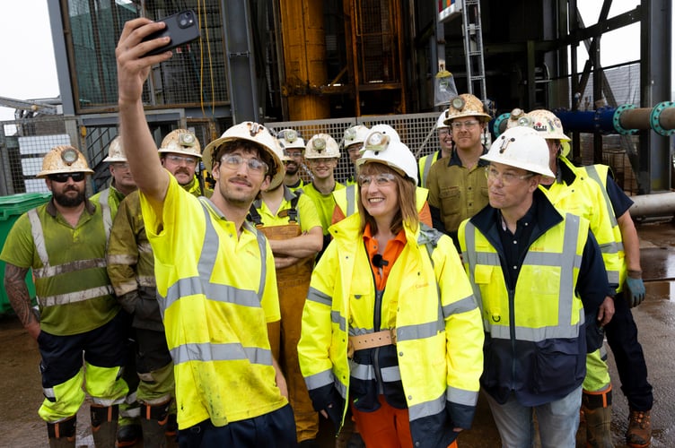 29/07/2025. Falmouth, United Kingdom. Chancellor Rachel Reeves looks at the water treatment plant during a visit to the South Crofty tin mine in Cornwall. Picture by Kirsty O'Connor / HM Treasury
