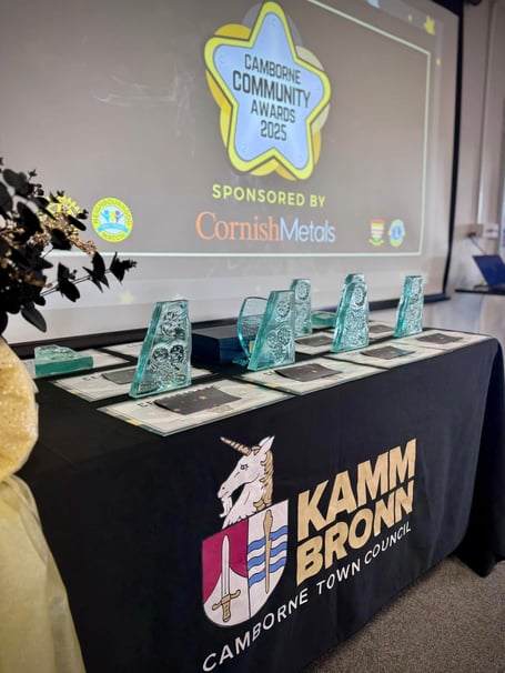 Trophies at Camborne Community Awards.