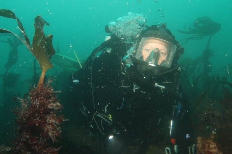 Angela Gall carrying out marine survey (Photo: Ian Saunders, Natural England).