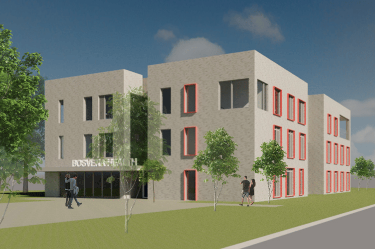 A concept image used during the planning process which illustrates what the new Bosvena Health building adjacent to Chy Trevail could look like (Picture: Cornwall Council)