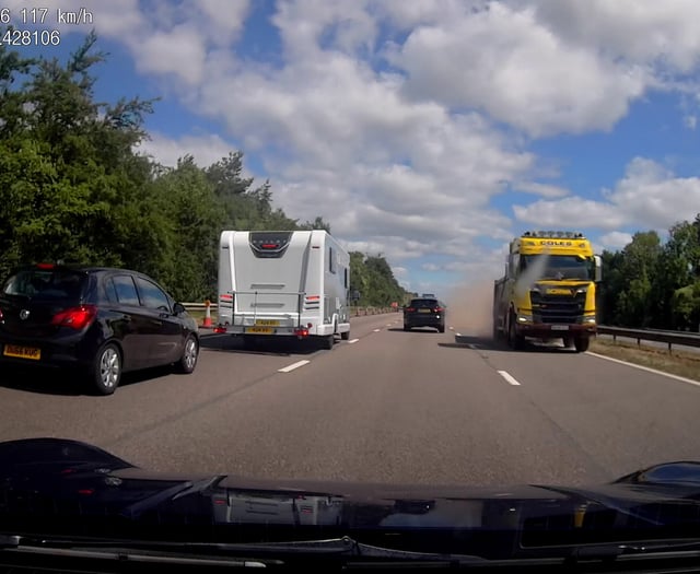 Lorry careers onto wrong side of M5 terrifying driver