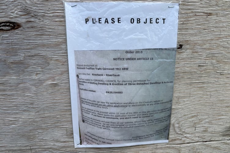 A sign put up by objectors outside the bungalow.