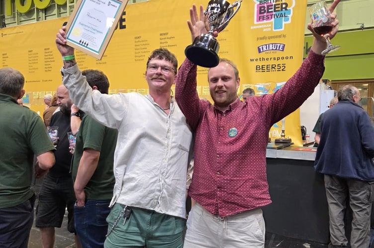 Lewis Elliott and Richard Hickman of Penzance Brewery Co. with their award.