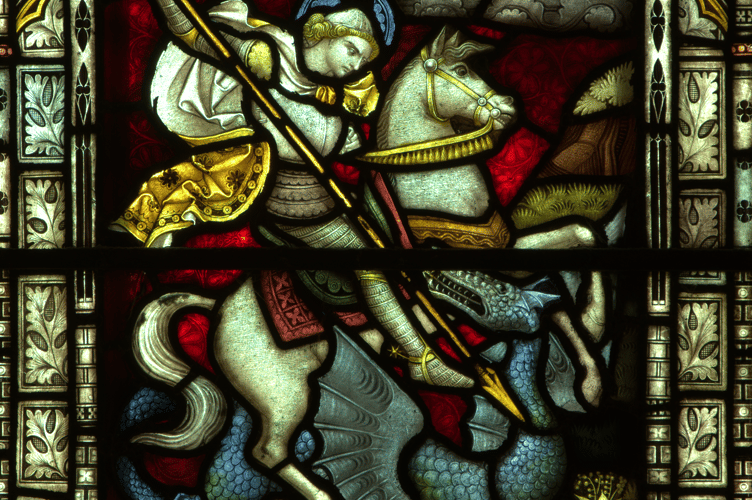 St George slays the dragon in the boys' chapel.