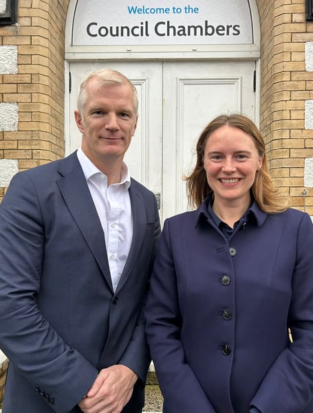 MP Al Carns, Minister for Veterans and People, pictured alongside South East Cornwall MP, Anna Gelderd, after they met with veterans in Torpoint