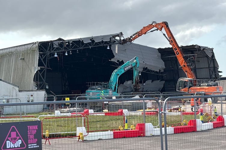 Work begins to demolish an old hangar next to 750 NAS at RNAS Culdrose.