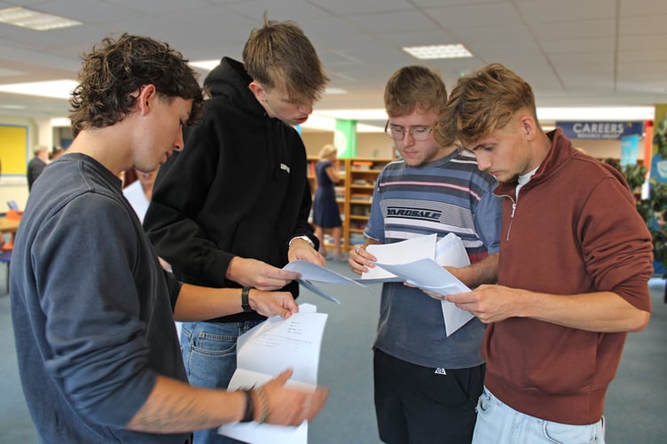 Youngsters from Liskeard chat over their A Level results