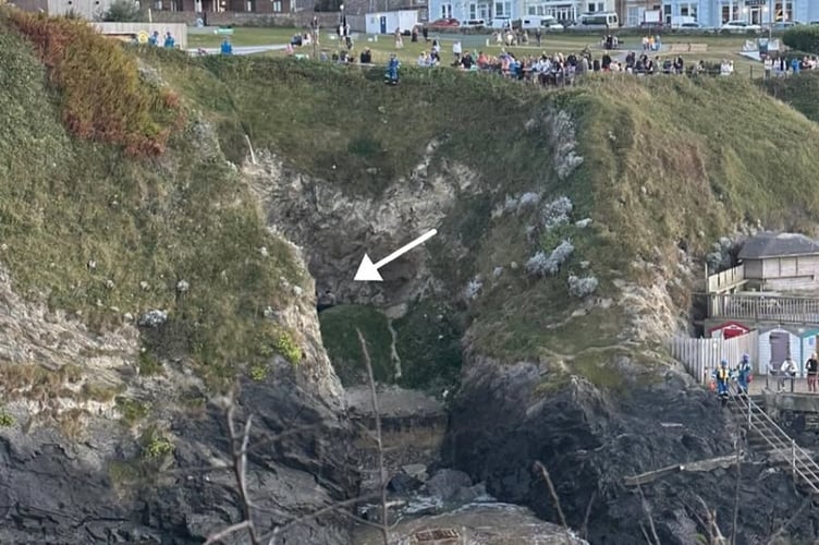 The image shows where the people were stranded (Picture: Padstow Coastguard)