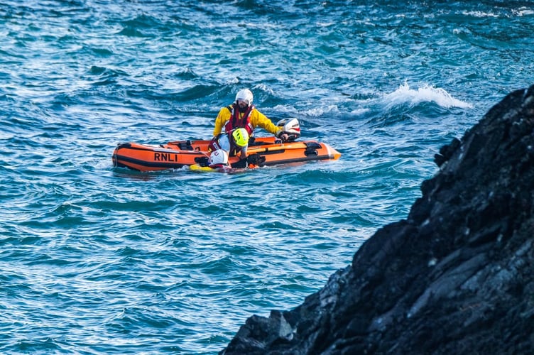 Lizard RNLI crew launch to rescue at Kynance Cove 1.
