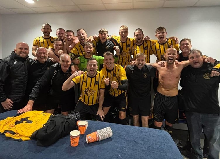 Torpoint Athletic celebrate their FA Cup victory