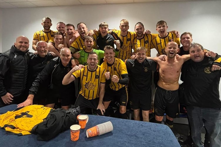 Torpoint Athletic celebrate their FA Cup victory