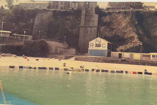 The former Newquay Rowing Club on the beach in 1967. Barrels on beach are detergent for dispersing oil from the Torrey Canyon
