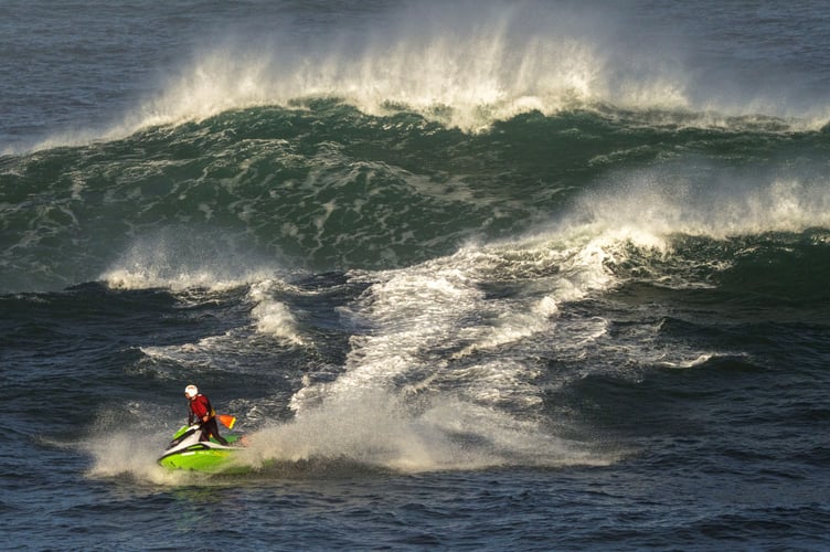 Newquay RNLI Lifeguard using Rescue Water Craft (Picture: Adrian Bagley)