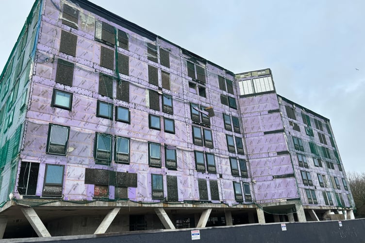The empty purple Studytel building in Penryn.