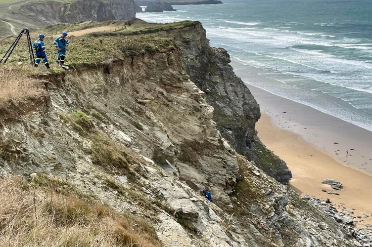 A technical rope rescue was set up and carried out (Picture: Newquay Coastguard Search and Rescue Team)