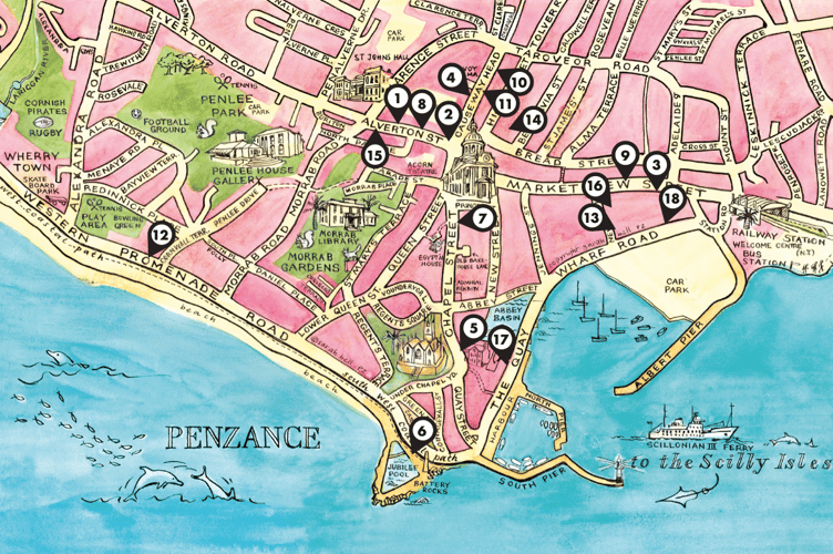 Penzance Tapas Trail map.