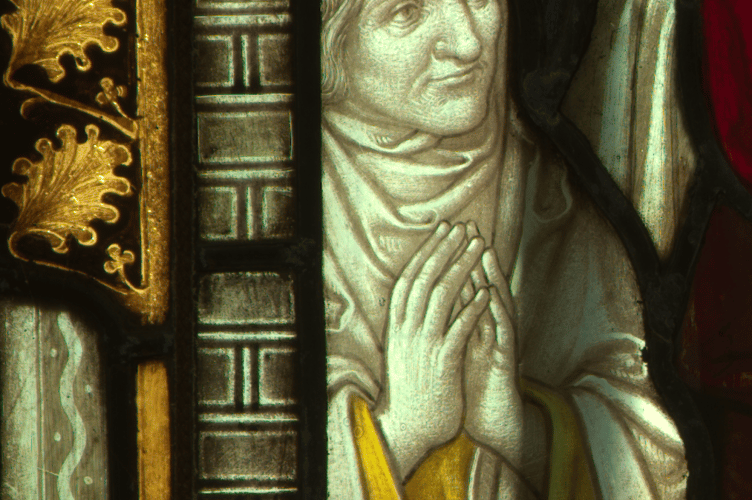 Sarah Benney appears in a Truro Cathedral window
