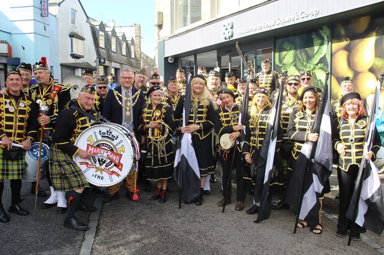 Falmouth Marine Band with the Mayor.