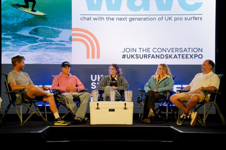 Young surfer panel with Surfing England Martin Reay, Heath Gillespie, Boe Howell, Eva Blackford Jamie Wride (Picture: Oli Chapman)
