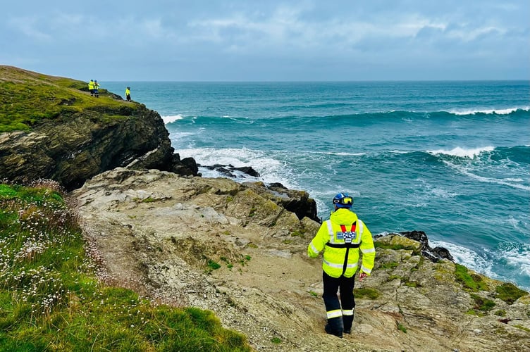 Members of Newquay Coastguard Search and Rescue Team search the coastline for the missing man (Picture: Newquay Coastguard Search and Rescue Team)