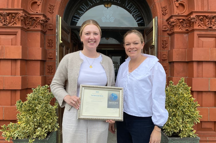 The Headland's sustainability lead, Bethany Branigan celebrates the silver EarthCheck certification with family director, Veryan Palmer