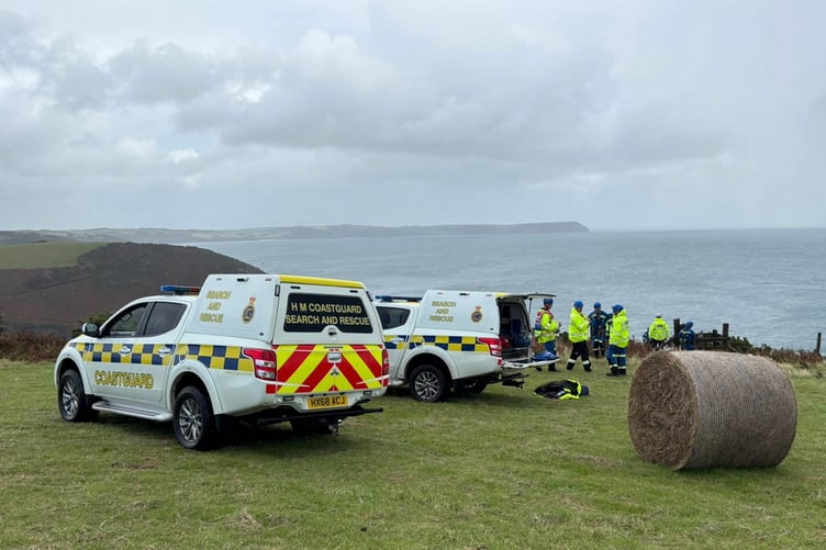 Coastguards at the scene of the rescue. (Picture: Mevagissey Coastguard)