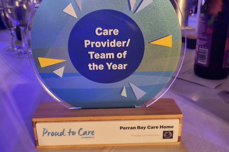 Perran Bay Care Home winner of the care provider/team of the year 