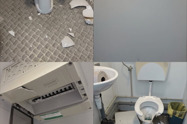 The extensive damage to the public toilets at Concrete Waves (Picture: Newquay Town Council)
