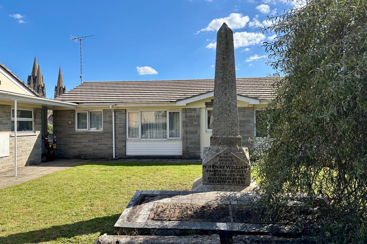 The Henry Williams Obelisk on its new site in Truro's Union Street