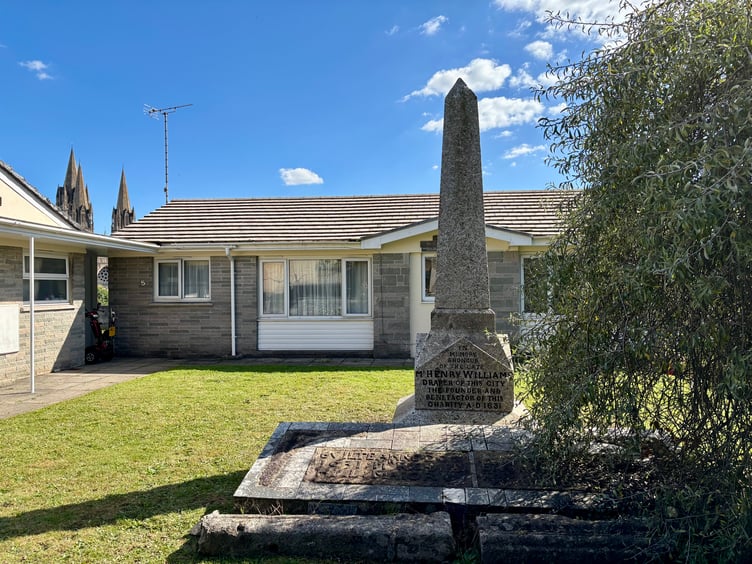 The Henry Williams Obelisk on its new site in Truro's Union Street