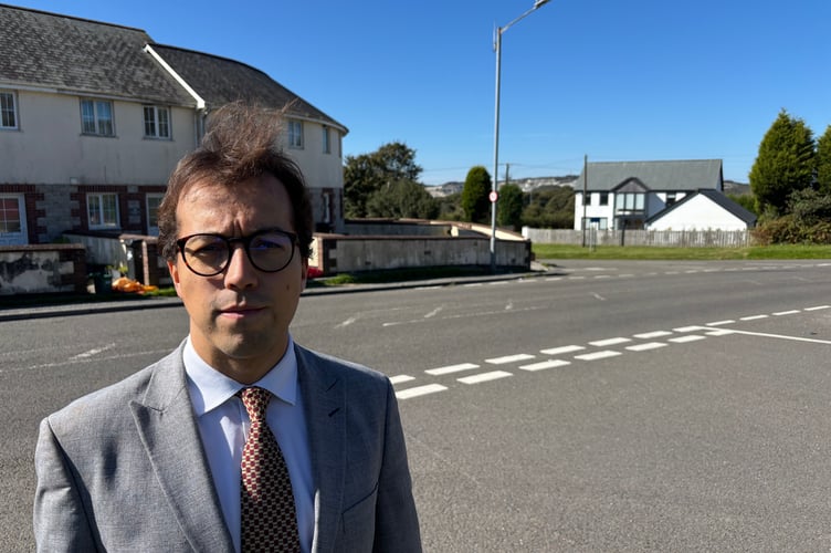 Noah Law MP pictured in St Dennis, which is within his constituency.