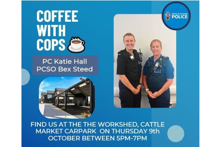 Liskeard residents are being invited to enjoy Coffee with Cops on Thursday, October 9