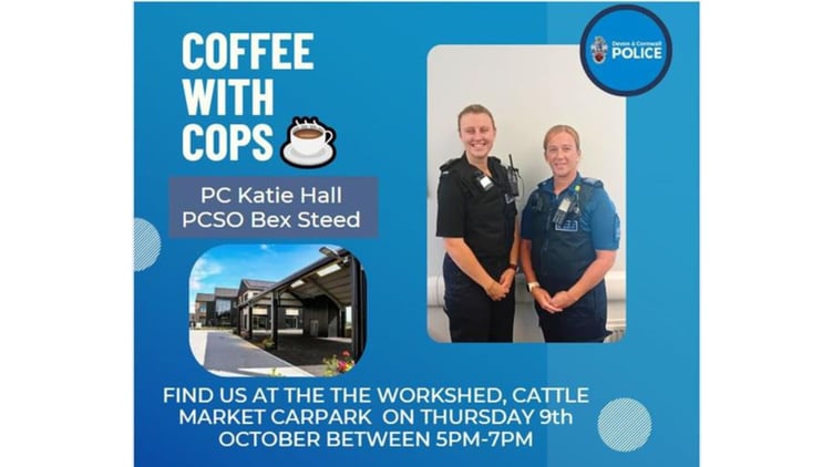 Liskeard residents are being invited to enjoy Coffee with Cops on Thursday, October 9