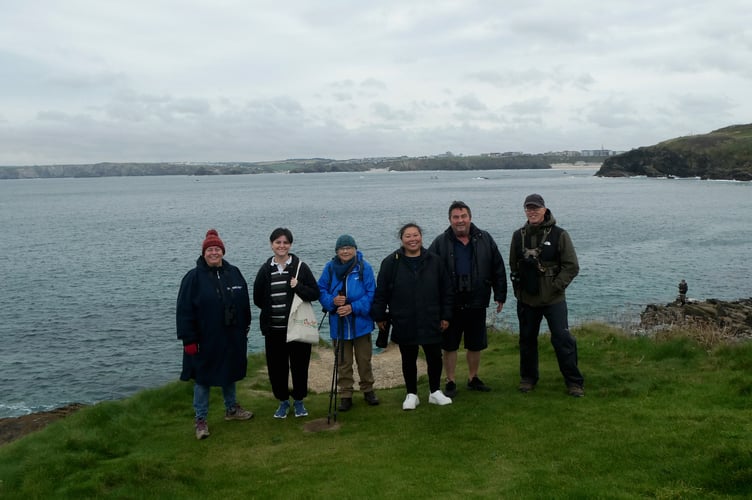 Anna Worden, Madeleine Bennett, Elizabeth Saudek, Rowena Castillo-Nicholls, Rob Nicholls, and David Leedham attended the birdwatching trip (Picture: RSPB Kernow)