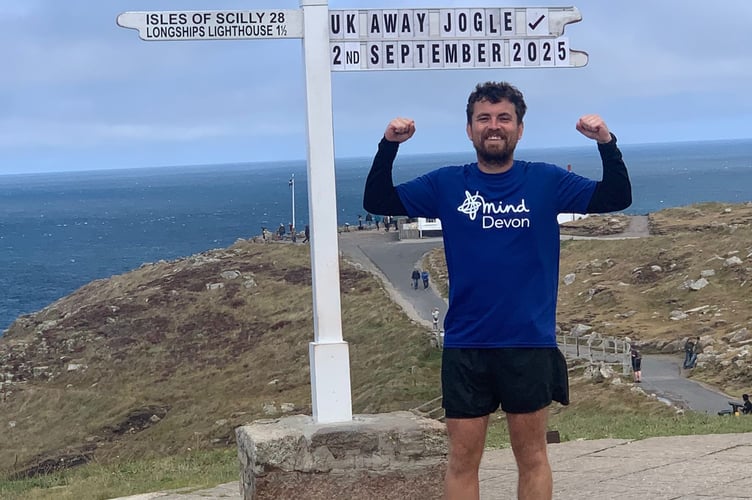 Keegan Woodhall ran from John O'Groats to Land's End in aid of the mental health charity, Devon Mind