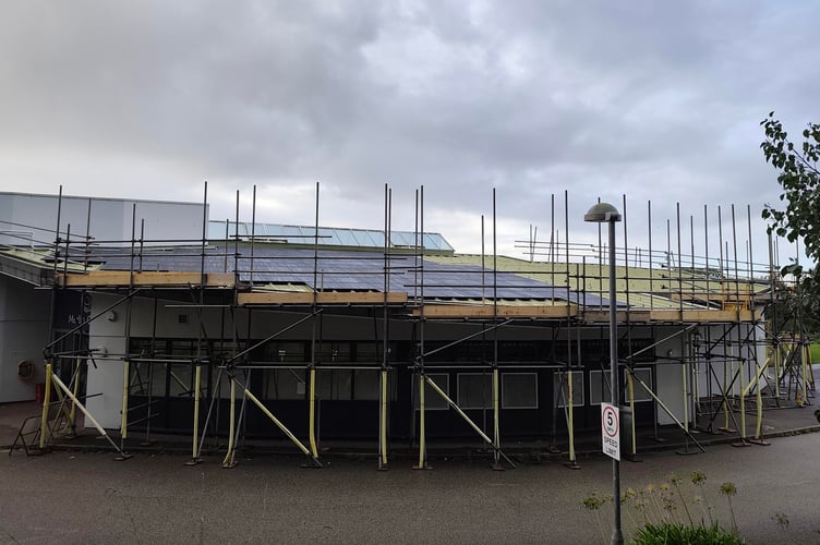 The work taking place at the Merlin Centre.