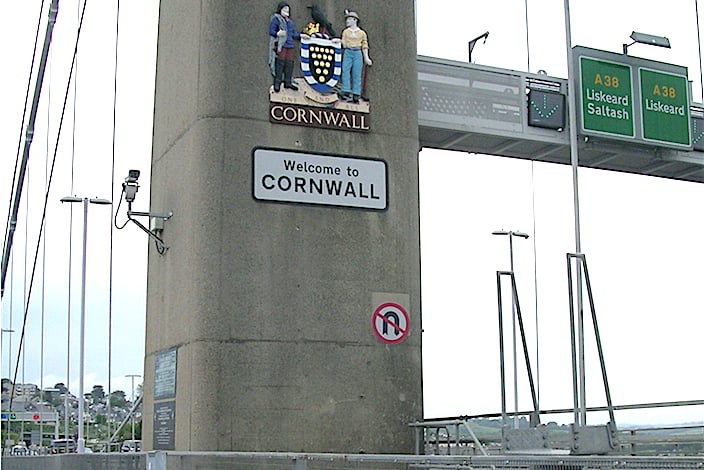 A sign on the Tamar Bridge welcomes people to Cornwall. (Picture: Andrew Townsend)