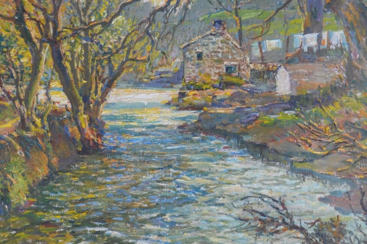 SJ Lamorna Birch RA (1869 - 1955) Down Falling Stream, c.1954, oil on canvas. Private Collection.
