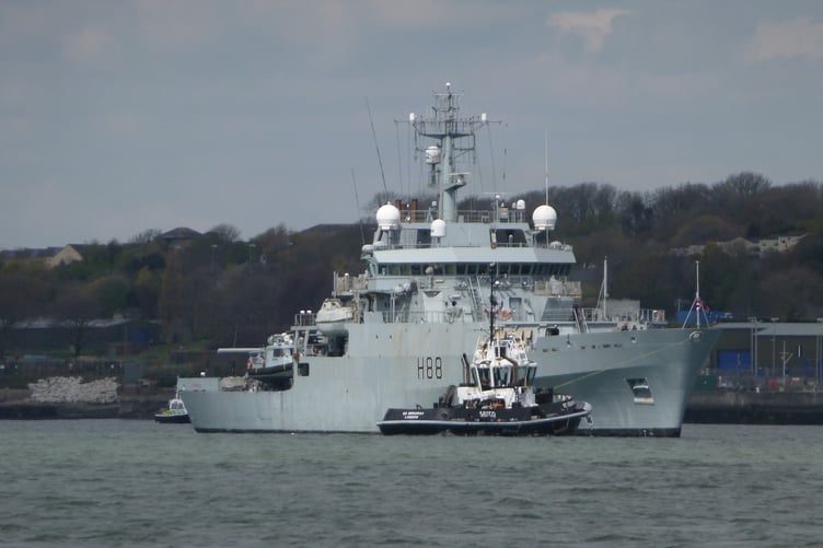 A naval vessel on the River Tamar. (Picture: Andrew Townsend)