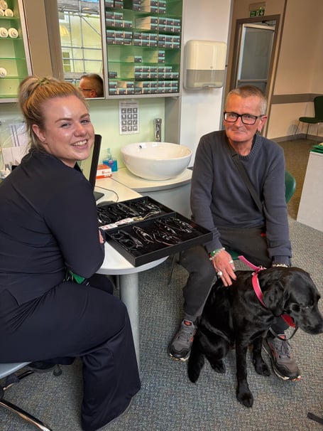 Nick Cuthbert has his free eye test at Specsavers Truro