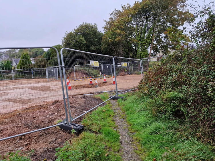 Piggy Lane, Truro, has been fenced off