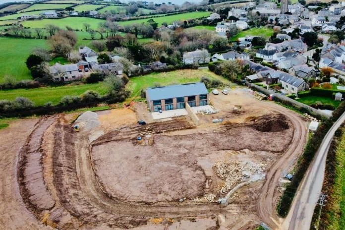 A photograph showing the extent of the work at the barn conversion in Paul.